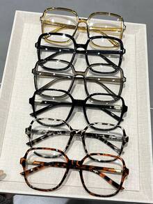 6 Stück mehrfarbige Plastik geometrische Leopard Vollrahmen Dekoration, moderner einfacher Stil Frauen Klarglas für Alltag, Urlaub, Geschenk, Büro, Ausgehen, Termine, Junggesellinnenabschied, Modezubehör - Transparent - Übersicht 1