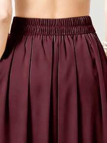 Women's Casual Solid Color Skirt, Summer Spring - Burgundy - View 4