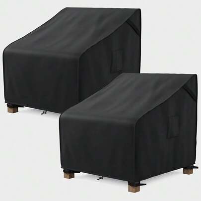 Outdoor Chair Covers Waterproof, Patio Furniture Covers For RocFKing Chair, Fits Up To 35W X 37D X 36H Inches, Air Vent And Handles Included, Black, 2 Pack,35Wx37Dx36H,2Pack-Black