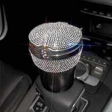 1pc Creative & Cute Rhinestone Universal Car Ashtray, Portable Car Crystal Diamond Ashtray, Car Accessories, Suitable For Men And Women - Multicolor - View 13