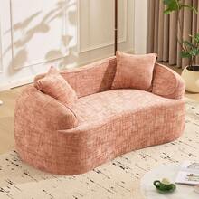 VelacasaBoneless Loveseat Sectional Sofa For Small Spaces – Modern Luxury Plush Chenille Curved Cloud Design, Extra Deep Seat, 2 Throw Pillows, No Assembly, Sectional Couches For Living Rooms, - 粉紅色 + 泡棉 + 彈簧 + 雙人座椅 + 極簡主義 - 查看 12