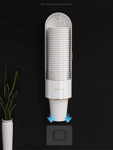 1 pieza Dispensador de vasos de papel desechables de tipo de extracción, soporte plástico para vasos, organizador de almacenamiento anti-polvo para oficina y hogar - Multicolor - Ver 6