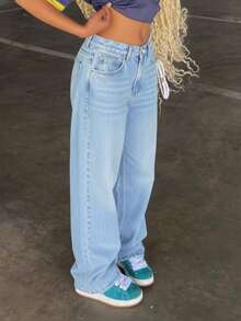 MYOURSA Women's Casual Distressed Vintage Straight Leg Jeans