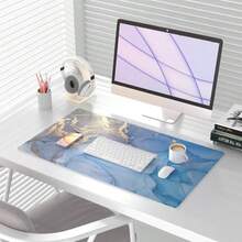 Colorful Star Waterproof Blue Marble Desk Pad, Leather Large Keyboard Desk Mat And Gaming Mouse Pads For Office, Desk Décor Non-Slip Blotter Writing Pad, Desk Accessories For Women Men 31.5"X15.7" - ColorB - 查看 2