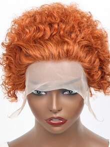 180% 密度 6 英寸巴西原生 Remy 人发优雅短卷假发，适合日常佩戴和派对，短款假发 | 时尚发型 | 佩戴舒适，圣诞假发 - S350 - 查看 5