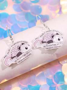 1 Đôi Hoa tai Possum ngộ nghĩnh "Tôi hơi bất tiện nên cả ngày của tôi bị hủy hoại" thời trang và sáng tạo, phù hợp cho phụ nữ hàng ngày, tiệc tùng, đi làm, ngày lễ - Xem 4