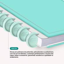 Caderno Disco + Iscool Capa Dura 140 Fls Inteligente Solid Colors - Verde Oceano - Visão 9