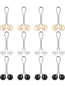 12/6/4/1 pièce/Set Clips pour hijab musulman, épingles à hijab décorées de perles, broche anti-glissement, foulard, châle, épingle fixe pour femme, clip pour foulard, broche de mode en perle, accessoires de bijoux pour femme - Multicolore - Voir 3