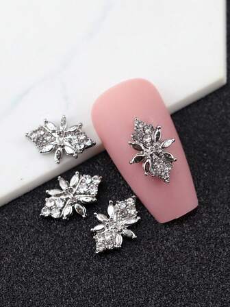 10pcs New Alloy Nail Art Decorations, Pearl, Rhinestone, Zirconia, Electroplated, DIY Nail Polish Stickers, Handmade Accessories