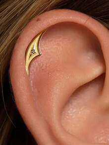 EleRunis 1PC 925 Sterling Silver Geometry Goth Hidden Flat Back Cartilage Helix Threaded Piercing Punk Tattoo Medieval Fine Jewelry For Daily Wear Wedding Party Engagement Anniversary Valentine's Day - Gold - View 1