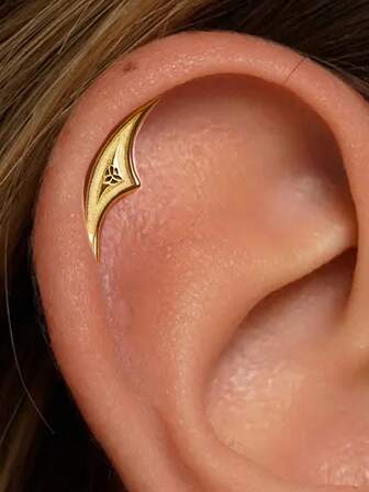 EleRunis 1 pieza Pendiente de cartílago de plata de ley 925 con diseño geométrico gótico, de espalda plana, para uso diario, bodas, fiestas, compromisos, aniversarios y San Valentín