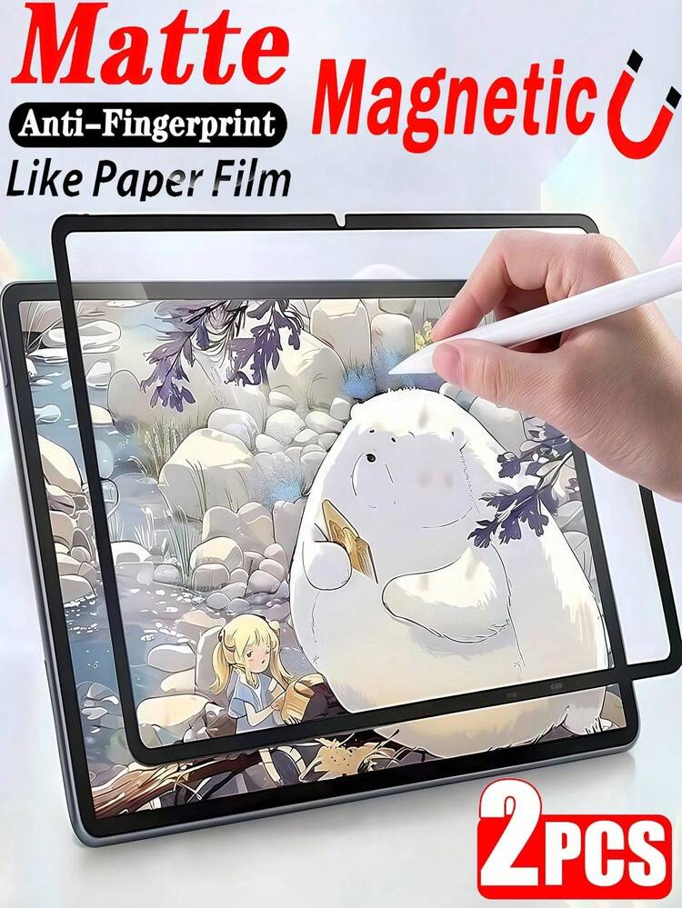 2片装磨砂磁性纸感防眩光防指纹平板电脑屏幕保护膜，柔软材质，兼容iPad 5/6/7/8/9/10/11、Air Pro 11/13/12.9英寸、Galaxy Tab S9/S10/S7/S8/S9FE/S10FE/S9+/A9+/S8+ Plus 12.4英寸/11英寸、MatePad、荣耀、红米平板5/6/7，TPU材质，快速贴合，防尘防刮，非玻璃材质。 - 霧面 - 查看 67