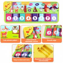 幼儿音乐垫钢琴垫，动物声音触摸游戏垫，感官教育舞蹈音乐键盘地毯玩具，适合男孩和女孩 - 彩色 - 查看 4