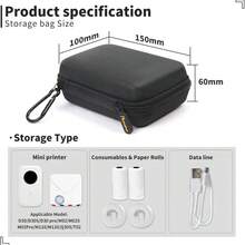 Phomemo D30 D35 Label Maker Case, Waterproof Storage Bag Compatible With NELKO P21/D11/JADENS D110/SUPVAN E10 Label Printer, Fits For Mini Bluetooth Labels Sticker Machine, Box Only - Black - View 3