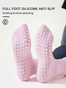 1/2 Pair Pilates Socks, Professional Non-Slip Yoga Socks With Embroidered Bow, Dot Patterned Anti-Slip Socks For Women, Suitable For Home, Leisure, Aerobic Exercise, Soft Ribbed Knit Fabric, Wavy Hem + 3D Bow Embroidery - Multicolor - View 7