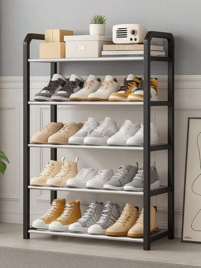 Sapateira Metal Preta Decoração Resistente 4/5 Andares Multiuso para Calçados Prática Organização