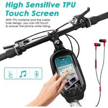 Bike Frame Bag With Phone Holder Waterproof Bicycle Front Top Tube Pouch Bike Phone Mount Pack Cycling Handlebar Bag With TPU Touch Screen Sun Visor And Headphone Hole For Smart Phone Up To 6.5 - Black - View 2