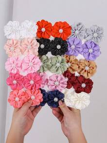 Bộ 10 kẹp tóc giả ngọc trai trang trí hình hoa cho bé gái, kẹp tóc hình hoa trà chấm vàng, phụ kiện tóc DIY dễ thương dùng hàng ngày, màu ngẫu nhiên. - Nhiều màu - Xem 9