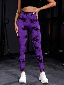 Tie-Dye Yoga Leggings, Seamless, High Stretch, Skin-Tight Design, Suitable For Gym Wear
