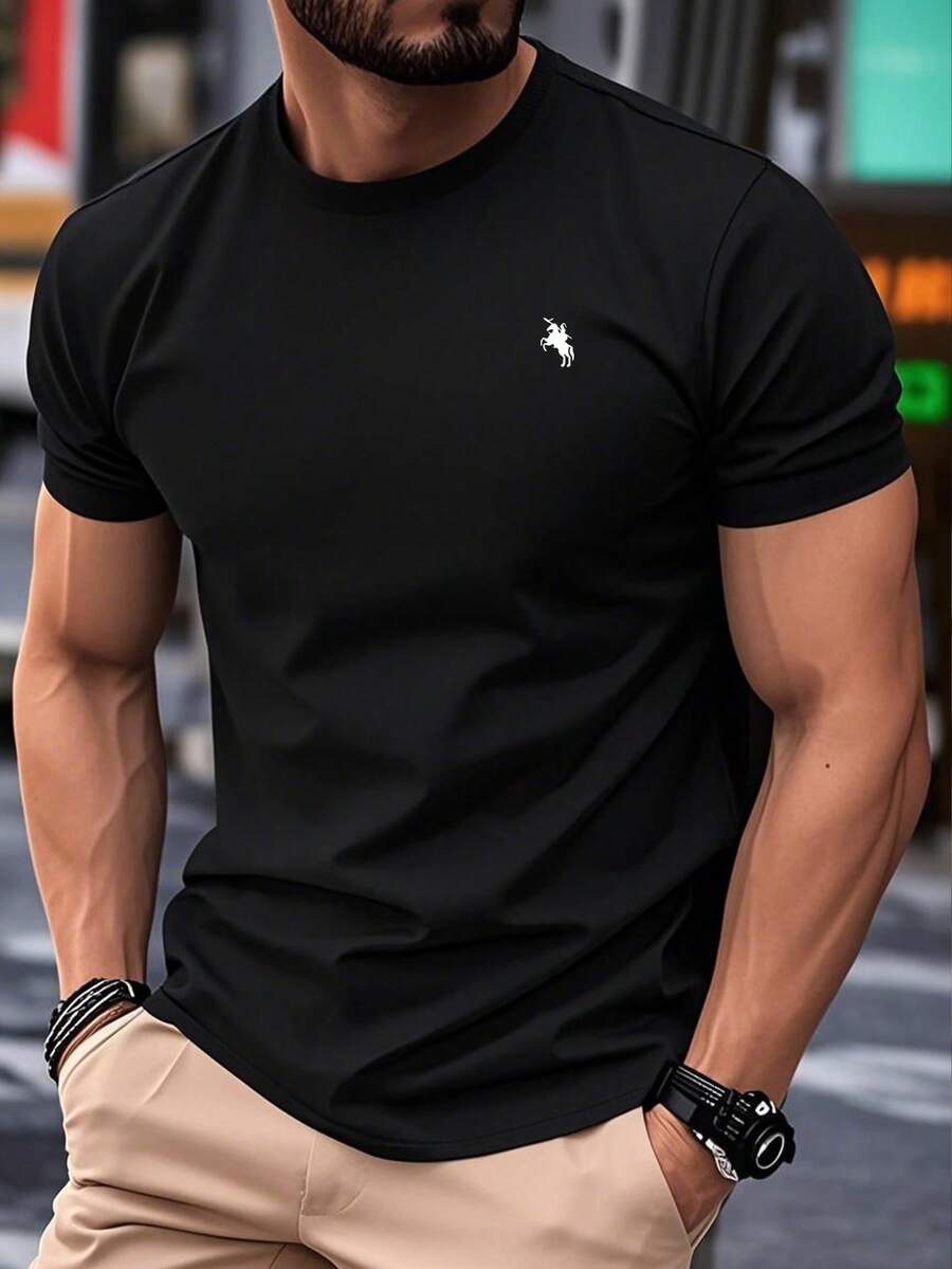 Men's Casual Versatile Daily Commute Simple Printed Short Sleeve T-Shirt, Spring/Summer