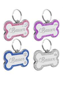 1 pieza Colgante de Placas de Identificación Personalizadas para Perros, Colgante de Identificación Personalizado para Gatos, Perros, Cachorros y Mascotas, Etiqueta de Collar Colgante, Accesorios para Mascotas, Colgante con Hueso y Brillo, Regalo Perfecto para la Decoración Navideña de tu Mascota, Elegante, Contratado, Lindo, Adorable, de Moda, Colorido y Único