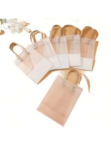 5 sacoșe transparente, 3 culori cu panglică cu fluturi, geantă de transport pentru cadouri de festival, 5,91 * 5,12 * 2,76 in, pungă de plastic pentru cadouri de ziua de naștere, bomboane, pungă de cumpărături pentru bijuterii, inel, colier, cercei, cutie, favoruri pentru domnișoare de onoare, ambalaj pentru bomboane de nuntă, pungă de cumpărături universală de Ziua Îndrăgostiților