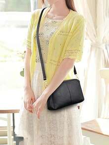 时尚简约多口袋斜挎包，通勤方便 - 黑色 - 查看 3