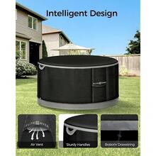 EliteCover 44 Inch 600D Heavy Duty Outdoor Fire Pit Cover Round With Waterproof,UV & Fade Resistant, Firepit Covers Round,Round-44inchDx24inchH,Black - Black - View 5