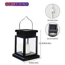 GCTECHING 2个太阳能复古宫廷灯笼，户外落地灯，太阳能吊灯，带蜡烛效果，草坪景观悬挂式氛围烛光灯，庭院花园装饰灯 - 小宮燈蠟燭款 - 查看 4