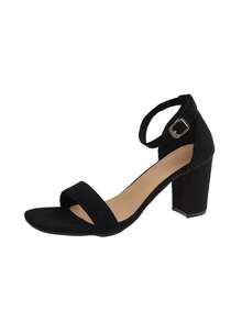 1 pereche de sandale cu toc înalt și vârf deschis, mărime plus, sandale cu toc gros și bareta la gleznă, stil nou, încrucișat, peep-toe - Negru - Vizualizare 7
