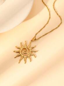 1 件时尚 18K 金不锈钢海洋系列海星吊坠项链，适合男女、情侣、日常、度假、派对、音乐节装饰和礼物 - 金色 - 查看 12