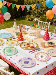 10pcs/60pcs/120pcs Floral Paper Plates Tea Party Plates Spring Flower Tea Party Dessert Okates 7 Inch Disposable Floral Plates Decorations For Afternoon Tea Party, Baby Shower, Bridal Shower, Birthday, Wedding And Any Celebration - Multicolor - View 6