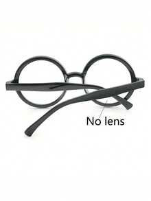 Unisex Round Black Wizard Glasses Frame, No Lenses, Suitable For Travel, Birthday Party, Cosplay And Outfit Matching - Geek Party Supplies, Unisex Solid Color Decorative Photo Props, Stage Performance Props - Simple And Cute Costume Prop - Black - View 4