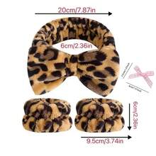 1/2/3Pcs Spa Headband For Washing Face Wristband Set,Skincare Headband And Wristband Set Headband Skincare Bathroom Wristband, Leopard Print Headband, Soft Bow Hair Band Skincare Headbands For Washing Face Women - Multicolor - View 11