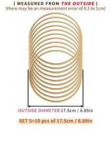 10pcs Beige Dreamcatcher Feather Outdoor Lawn Wedding Hanging Decor Bamboo Hoops, Wind Chime Mori Style Inner Rings, Wall Bedroom Decor Bamboo Hoops, Gifts And Decorative Hanging Pieces For Halloween, Christmas And Other Holidays, Also Suitable For DIY Embroidery Hoops - Apricot - View 12