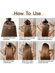 24Inch 16 Clips In Hair Extensions Long Straight Hairstyle Synthetic Blonde Black Hairpieces Heat Resistant False Hair Daily Use - Multicolor - View 10