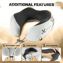 AWYYPremium Memory Foam Travel Neck Pillow With Hood And Face Cover For Privacy - Ergonomic Design For Sleeping On Plane Bus Train Office Gray - GrayBlack - View 7