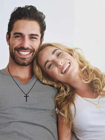 1件装不锈钢男士十字架项链，不锈钢银色/金色十字架吊坠项链，简约珠宝礼品