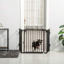 PawHut Dog Gate With Automatic Door, Adjustable, Foldable, 3 Panels, 202.5 X 76 Cm - Black - View 2