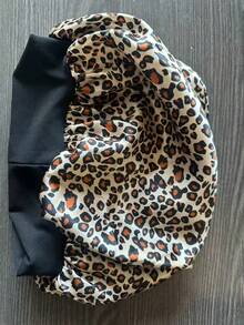 丝绸睡帽，缎面睡帽，松紧带丝绸睡帽，柔软可调节发帽，女士睡眠发套，豹纹浴帽 - 彩色 - 查看 11