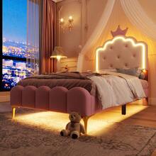 Kids Bed Frames, Headboards & Footboards - Pink + PU + 90cm*200cm - View 4