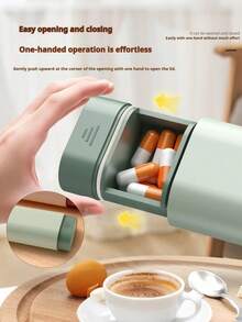 1pc Portable Divided Pill Container - Multi-Compartment Travel Pill Case With Strong Sealing, Compact Durable Pill Organizer, Simple Shape Design, Ideal For Daily/Vacation Medication Storage, Assorted Colors Available For On-The-Go Use - Multicolor - View 2