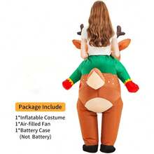 成人充气驯鹿服装 充气鹿麋鹿动物服装 骑乘式节日充气万圣节圣诞节服装 男女派对 - 棕色 - 查看 6