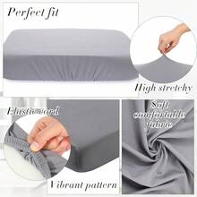 Newwiee 8Pcs Patio Cushion Covers Stretch Outdoor Cushion Cover Replacement For Patio Furniture Sofa Couch Slipcovers, Soft Flexibility Washable Furniture Protector(Waterproof Pure,Light Grey),One-Size,LightGreyWaterproofPure - 淺灰色防水純淨 - 查看 4
