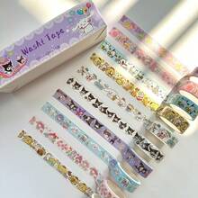 10卷三丽鸥和纸胶带，可爱卡通贴纸，适用于剪贴簿、日记、装饰工艺品 - 包括Hello Kitty、酷洛米、美乐蒂、布丁狗等角色 - 彩色 - 查看 7