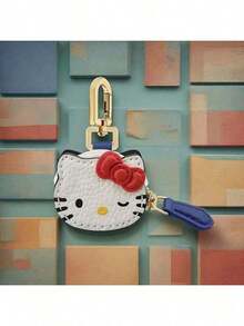 1 件装，三丽鸥 Hello Kitty 钥匙扣 - 可爱红色蝴蝶结，黄色鼻子，PU 皮革金属扣，耐用时尚女式配饰，情人节礼物，生日及日常使用，趣味设计，精细缝制