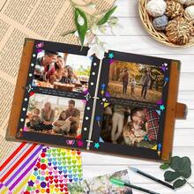 DIY Scrapbook Leather Scrap Book Photo Album 60 Pages, Mothers Day Gifts For Mom Scrapbook Photo Album Vintage Travelling Journal Scrap Book,FArmyssGreen - 軍綠色 - 查看 5