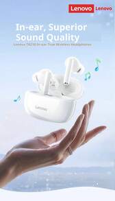 Lenovo 联想 TA210 无线蓝牙耳机 - 超长续航，入耳式运动耳机，ENC 主动降噪，四麦克风智能通话降噪，白色/月岩白，黑色 - 礼品设计 - 櫻花白 - 查看 2
