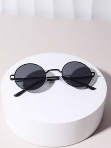 1 Pair Men's Retro Stylish Gold-Rimmed Round Glasses, Fashion Accessory - Multicolor - View 9