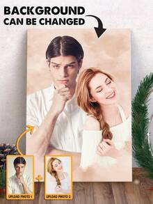 Catygift Personalisiertes Leinwandbild für Paar, individualisierte Paar-Kombinations-Wandkunst, Paar-Foto-Leinwandgemälde, einzigartiges Jahrestags-Geschenk für ihn